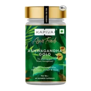 Kapiva Ashwagandha Gold Capsules | 183rd दिन काटा गया शक्तिशाली नागोरी अश्वगंधा सोने के साथ, शिलाजित | तनाव प्रबंधन में मदद करता है, ऊर्जा और सहनशक्ति में सुधार करता है | पुरुषों और महिलाओं के लिए (60 कैप्सूल)